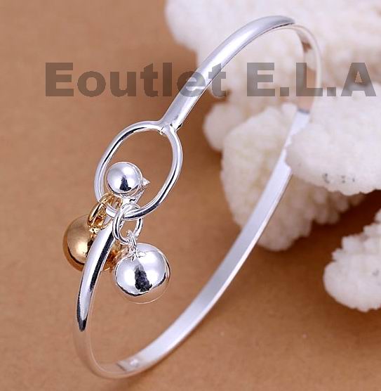 10mm 2-TONE BALL STYLE SILVER BANGLE